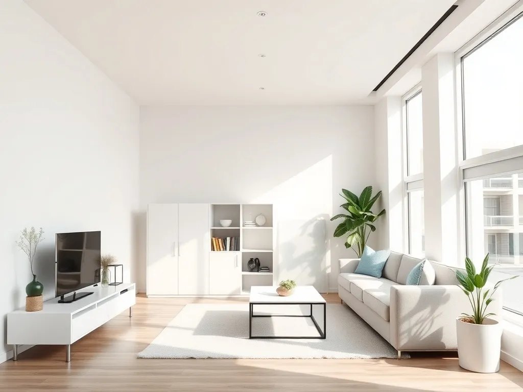 A bright, minimalist student apartment in Vancouver with bas